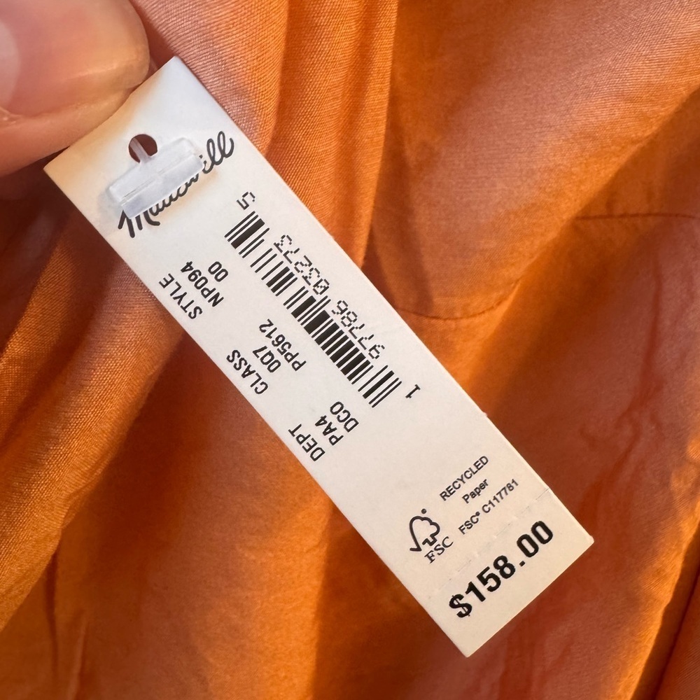 NWT Madewell One-Shoulder Midi Slit Dress size 00 Orange NP094 - Picture 7 of 16